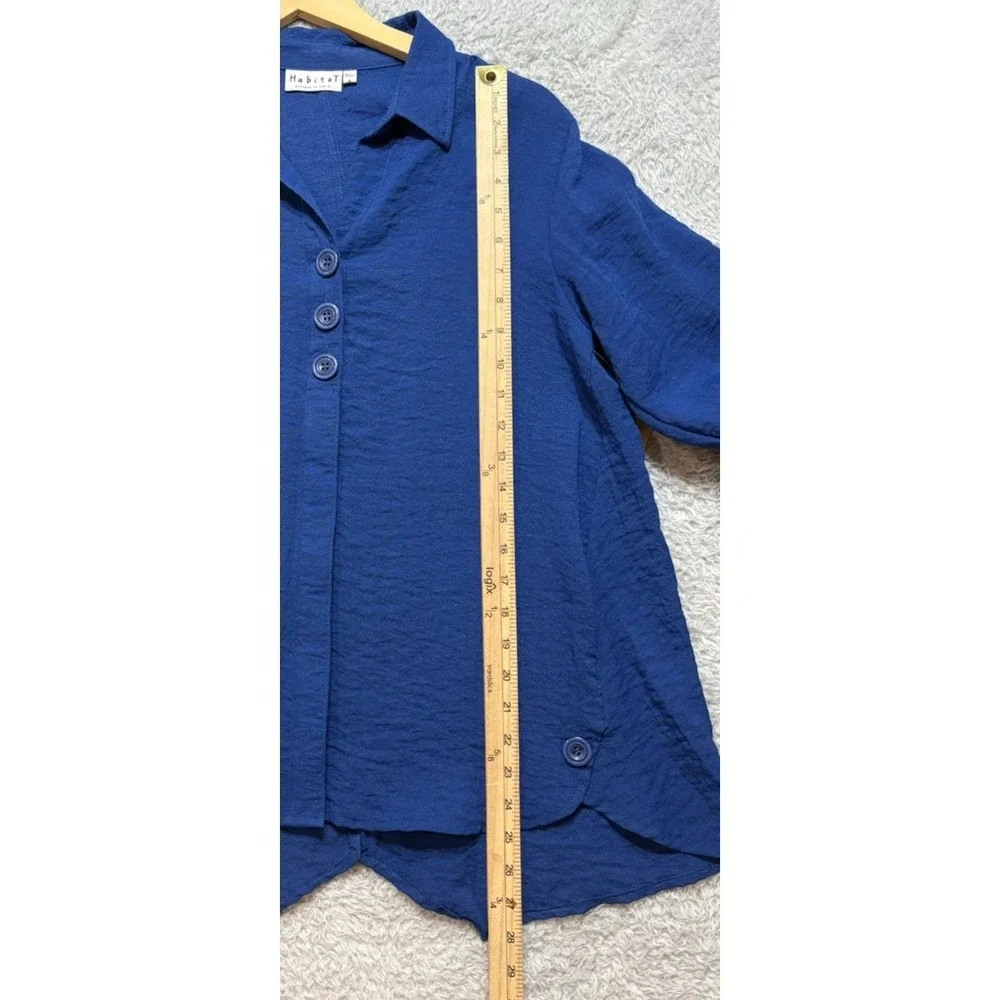 NEW Habitat Womens S Blue Rayon Blend Tunic Button Up Oversized Lagenlook Artsy